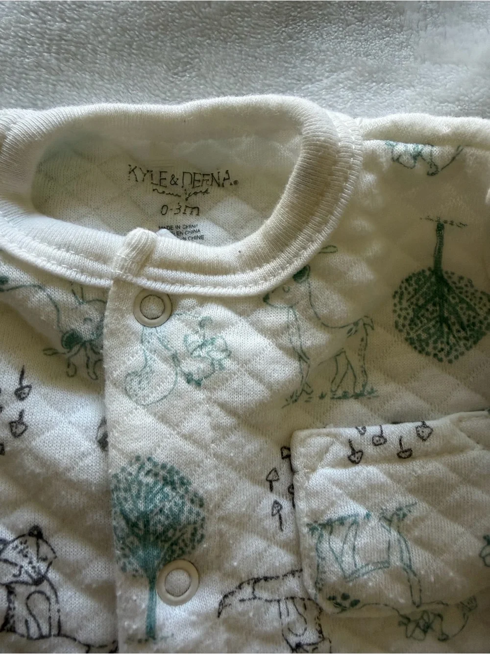 3 Baby Onesies Cotton Footed Pajama Set - Blue Stripe, Cream Print, Camo 0/3 M